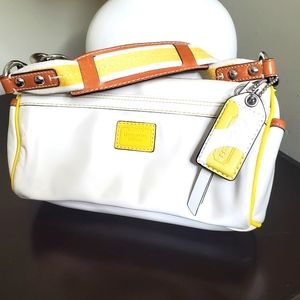 Coach Baguette Y2K Hampton Ivory Satin Yellow and White Shoulder Bag